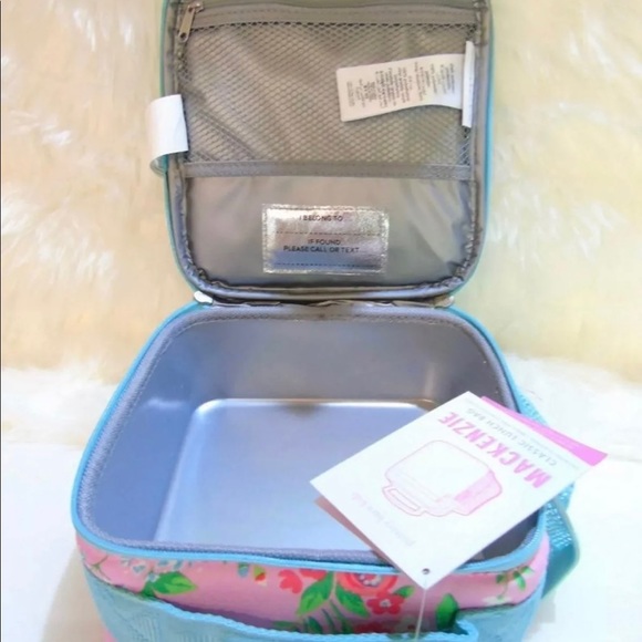 NEW Pottery Barn Kids Mackenzie Classic LUNCH BOX BAG Bouquet Floral Aqua- NWT - Picture 4 of 7